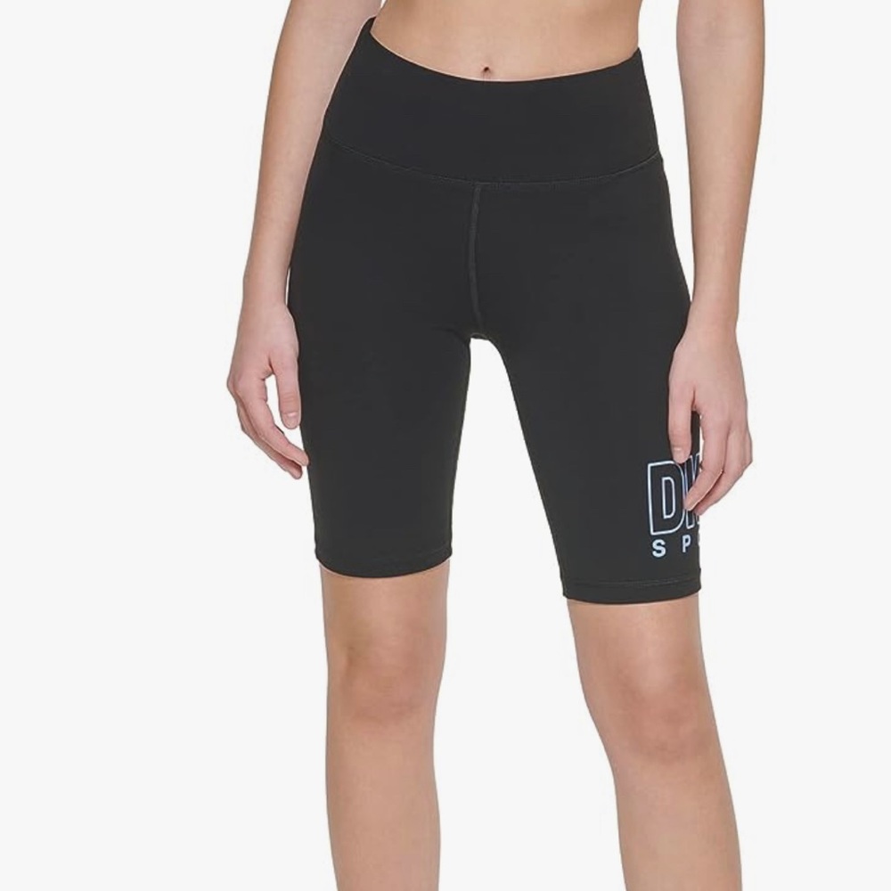 NEW DKNY Women's Bike High Waist Outline Logo Short Black Size Large NWT